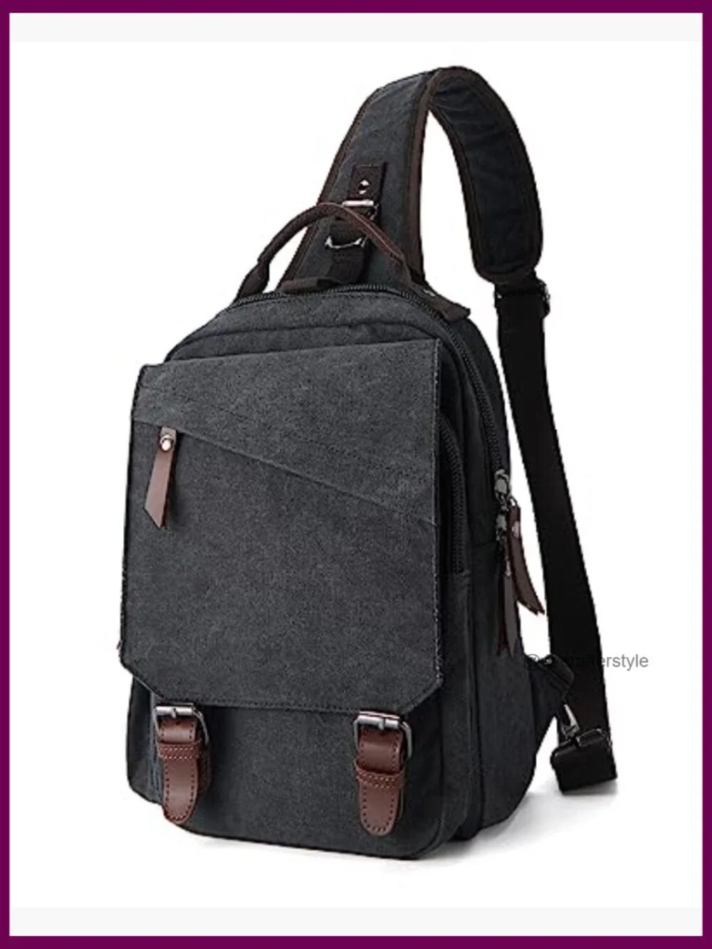 Canvas PU Leather Messenger Bag Crossbody Sling Backpack Shoulder Bag